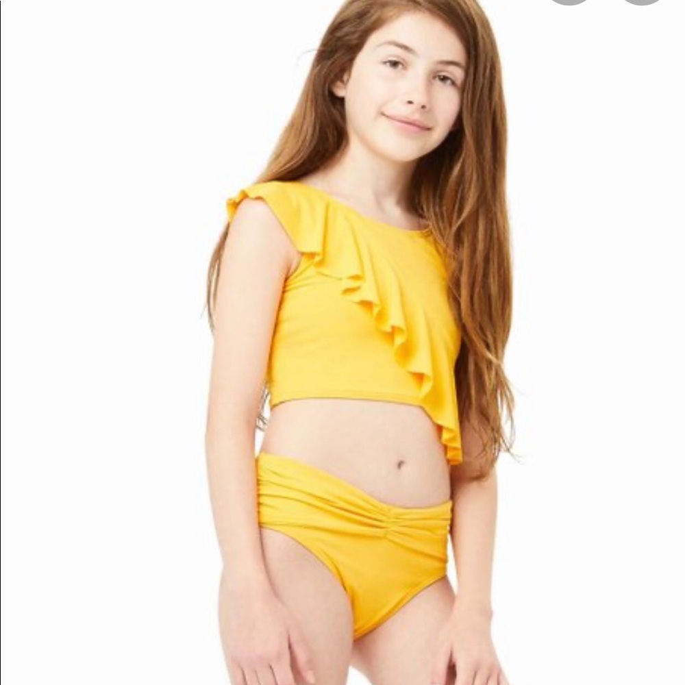 Habitual Kids Yellow Ruffle Joelle Tankini Top 12